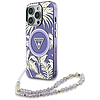 Guess Palm Trees Triangle Pearl Strap MagSafe iPhone 16 Próhoz való tok, lila