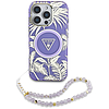 Guess Palm Trees Triangle Pearl Strap MagSafe iPhone 16 Próhoz való tok, lila