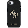 Guess PU Grained 4G fém logós tok iPhone 16e-hez - fekete