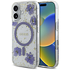 Guess Resin Flowers Glitter MagSafe tok iPhone 16-hoz - lila