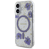 Guess Resin Flowers Glitter MagSafe tok iPhone 16-hoz - lila
