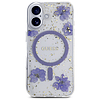 Guess Resin Flowers Glitter MagSafe tok iPhone 16-hoz - lila