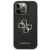 Guess Saffiano 4G nagy ezüst logó - tok iPhone 13 Pro készülékhez fekete (GUHCP13LSA4GSBK)