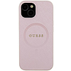 Guess Saffiano MagSafe tok iPhone 15 Plushoz - rózsaszín