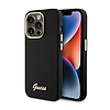 Guess Silicone Script fém logó és keret - iPhone 15 Pro Max tok fekete (GUHCP15XSMBSLK)