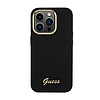 Guess Silicone Script fém logó és keret - iPhone 15 Pro Max tok fekete (GUHCP15XSMBSLK)
