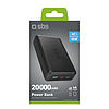 Gyorstöltős külső akkumulátor: 20 000 mAh, 2 USB, fekete
