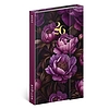Határidőnapló 2026 mágnessel záródó REALSYSTEM 130x210mm heti sárga lapos Purple flowers