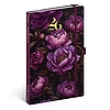 Határidőnapló 2026 REALSYSTEM 130x210 mm 2 hét oldalpáronként sárga lapos Purple flowers