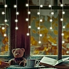 Home KAF 50C LED/WW LED-es fényfüggöny, 0,81 m / 50 db melegfehér LED, fehér vezeték, álló fényű, hálózati adapter, beltéri kivitel
