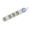 Home NV 04TK/WH talpkapcsolós elosztó világító kapcsolóval, 1,5 m, H05VV-F 3G1,0 mm2 kábel, 4 aljzat gyermekvédelemmel, max. 3500W, fehér