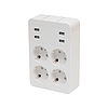 Home NV 4 USB tálcás USB-s elosztó, 4 földelt aljzat, 4 USB aljzat össz 2,4A, elforgatható csatlakozódugó, max.3680W