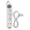Hosszabbító 2 m / 3 aljzat / kapcsolós / fehér / 1× USB-A + 1× USB-C / 1,5 mm2 (P1322PD)
