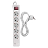 Hosszabbító 3 m / 5 aljzat / kapcsolós / fehér / 1× USB-A + 1× USB-C / 1,5 mm2 (P1523CU)