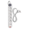 Hosszabbító 3 m / 5 aljzat / kapcsolós / fehér / 1× USB-A + 1× USB-C / 1,5 mm2 (P1523PD)
