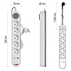 Hosszabbító 3 m / 5 aljzat / kapcsolós / fehér / 1× USB-A + 1× USB-C / 1,5 mm2 (P1523PD)