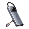 Hub 6 az 1-ben Baseus Metal Gleam 2 Series, USB-C - 2xUSB 3.0 + USB-C + HDMI + USB-C PD + Ethernet RJ45 (B00061802813-00)