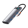 Hub 7 az 1-ben Baseus Gleam, USB-C - 1x HDMI4K 60Hz + 3x USB3.0 + 1x PD + 1x SD/TF, szürke (B00030708811-00)