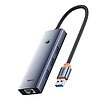 Hub Baseus UltraJoy Series Lite 4 portos USB-USB 3.0*3+RJ45*1+USB-C 5V szürke (B0005280B811-12)