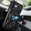 Hybrid Armor Camshield iPhone 16 páncélozott tok kameravédővel és állvánnyal - fekete