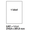 Jac 20045 20342 210x297mm 1 pályás univerzális etikett 1 címke/ív 100ív/doboz megszűnő