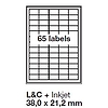 Jac 20323 38x21,2mm 5 pályás univerzális etikett 65 címke/ív 100ív/doboz