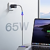 Joyroom gyorstöltő GaN 65W USB, 2x USB C fekete + USB C kábel - USB C 100W 1,2m (TCG01)