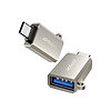 Joyroom S-H151 USB-C (apám) / USB-A (nőstény) adapter nyakba akasztható fűzőlyukkal - ezüst