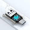 Joyroom S-H151 USB-C (apám) / USB-A (nőstény) adapter nyakba akasztható fűzőlyukkal - ezüst