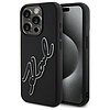 Karl Lagerfeld 3D gumis Signature tok iPhone 15 Próhoz - fekete