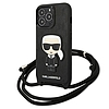 Karl Lagerfeld bőr monogram tapasz és kábel Iconik-borító iPhone 13 Pro készülékhez (KLHCP13LCMNIPK)
