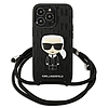 Karl Lagerfeld bőr monogram tapasz és kábel Iconik-borító iPhone 13 Pro készülékhez (KLHCP13LCMNIPK)