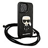 Karl Lagerfeld bőr monogram tapasz és kábel Iconik-borító iPhone 13 Pro készülékhez (KLHCP13LCMNIPK)
