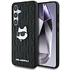 Karl Lagerfeld bőr monogramos kitűzős logós Choupette fejű Samsung Galaxy S25 tok fekete