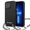 Karl Lagerfeld bőr textúrázott és lánc - tok iPhone 13 Pro Max készülékhez fekete (KLHCP13XPMK)