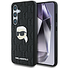 Karl Lagerfeld bőr tok, monogramos, kitűzős, Karl Head logóval, Samsung Galaxy S25 Plus fekete