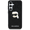 Karl Lagerfeld bőr tok, monogramos, kitűzős, Karl Head logóval, Samsung Galaxy S25 Plus fekete