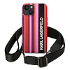 Karl Lagerfeld Color Stripes szíjas tok iPhone 14 Plus / 15 Plus 6.7"-hez - rózsaszín