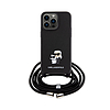 Karl Lagerfeld Crossbody Saffiano fém tű Karl & Choupette - iPhone 15 Pro Max tok fekete (KLHCP15XSAKCPSK)