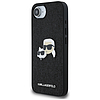 Karl Lagerfeld fix csillámos Karl&Choupette fejű fémtűs iPhone 16e tok - fekete