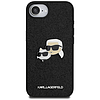 Karl Lagerfeld fix csillámos Karl&Choupette fejű fémtűs iPhone 16e tok - fekete