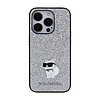 Karl Lagerfeld Fix Glitter Choupette Logo fém tű - iPhone 15 Pro tok ezüst (KLHCP15LGCNPSG)