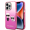 Karl Lagerfeld Gradient Ikonik Karl & Choupette iPhone 14 Pro 6.1" tok - rózsaszín