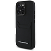 Karl Lagerfeld HC Grained PU kártyatartós fém tok iPhone 16 Pro Maxhoz, fekete