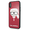 Karl Lagerfeld Iconic Glitter Karl´s Head iPhone X/Xs tok - Piros