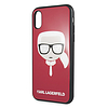Karl Lagerfeld Iconic Glitter Karl´s Head iPhone X/Xs tok - Piros