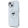 Karl Lagerfeld IML fém Choupette Head MagSafe iPhone 15 Plus tok - fehér