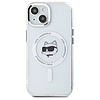 Karl Lagerfeld IML fém Choupette Head MagSafe iPhone 15 Plus tok - fehér