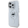 Karl Lagerfeld IML fém Choupette Head MagSafe iPhone 15 Pro tok - fehér