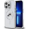 Karl Lagerfeld IML fém Karl & Choupette fej MagSafe iPhone 14 Pro tok - fehér